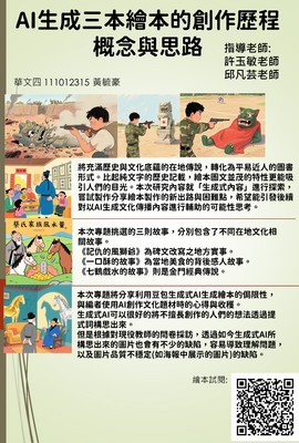 114-2 黃毓豪-「結合生成式AI之金門在地文化繪本創作歷程與困境探索」專題成果海報圖片